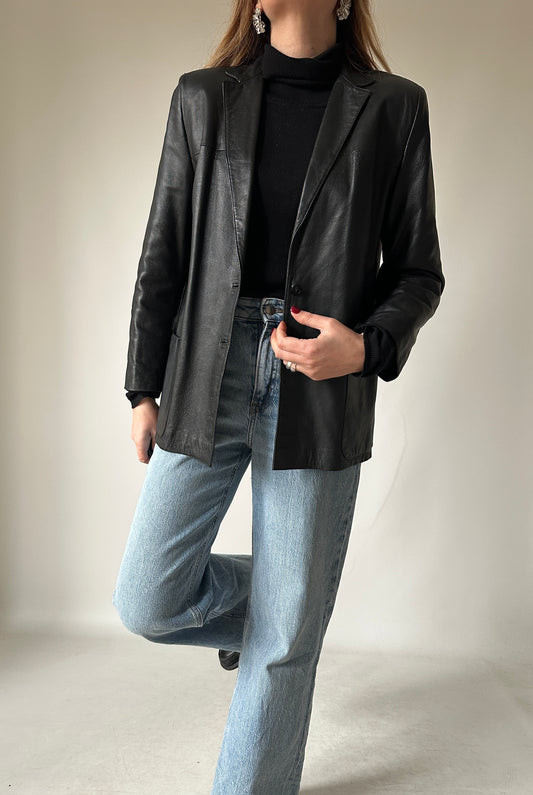 Nappa leather slim blazer