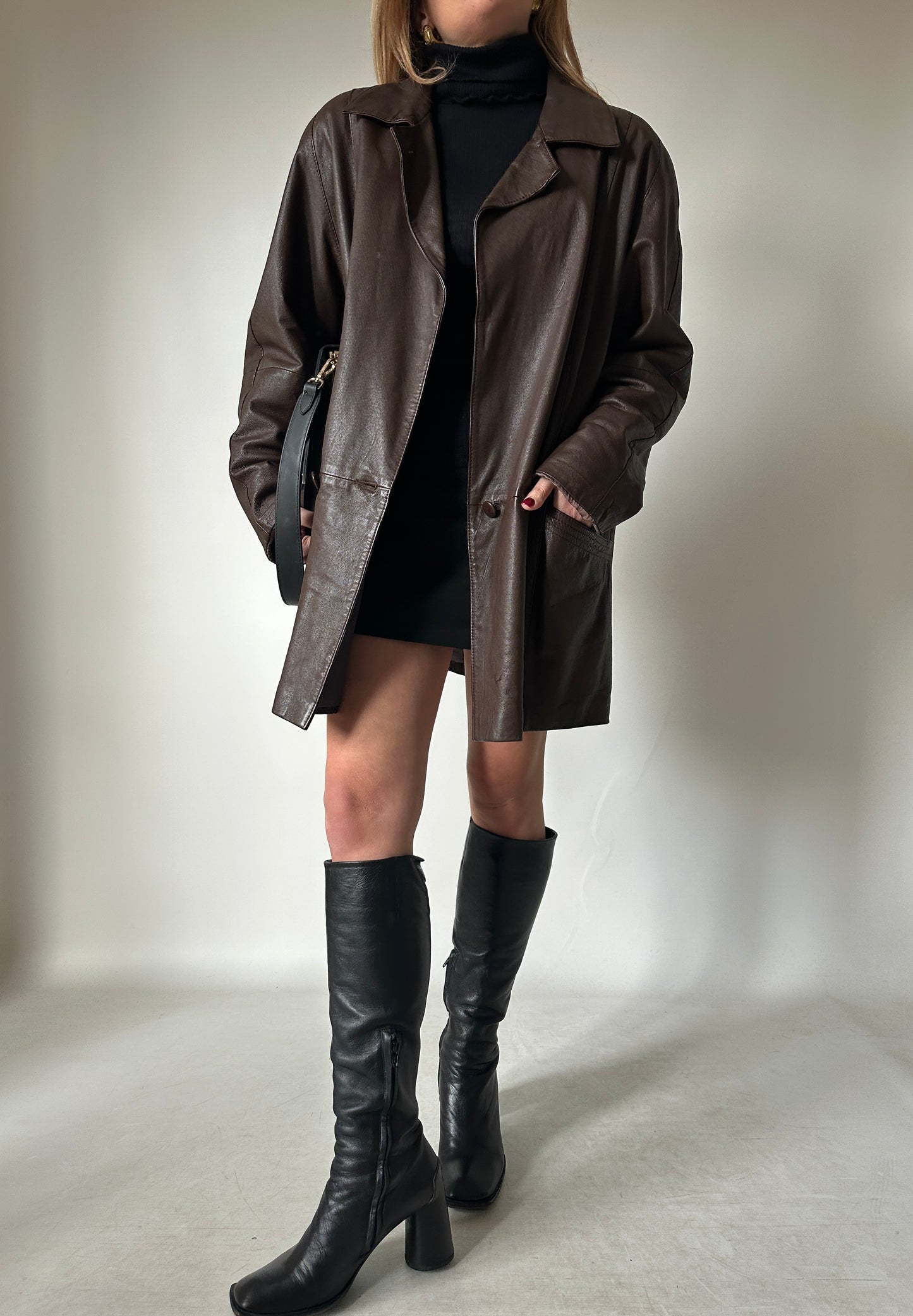 Dark chocolate real leather jacket