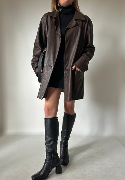 Dark chocolate real leather jacket