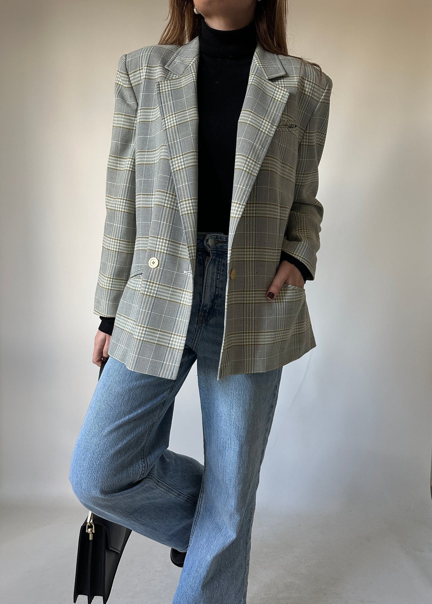 Prince of Wales grey petite blazer