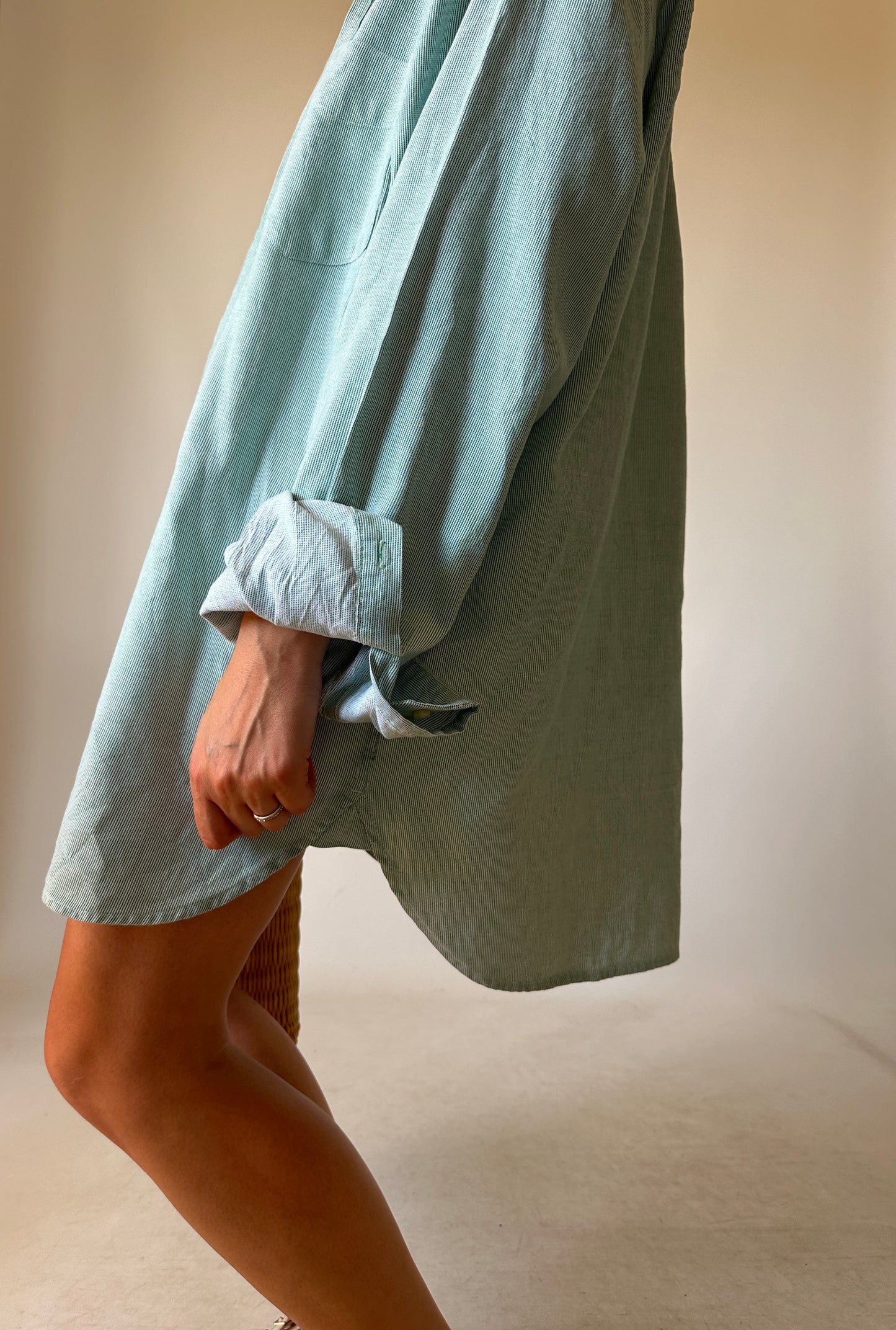 TOMMY HILFIGER oversize striped green shirt