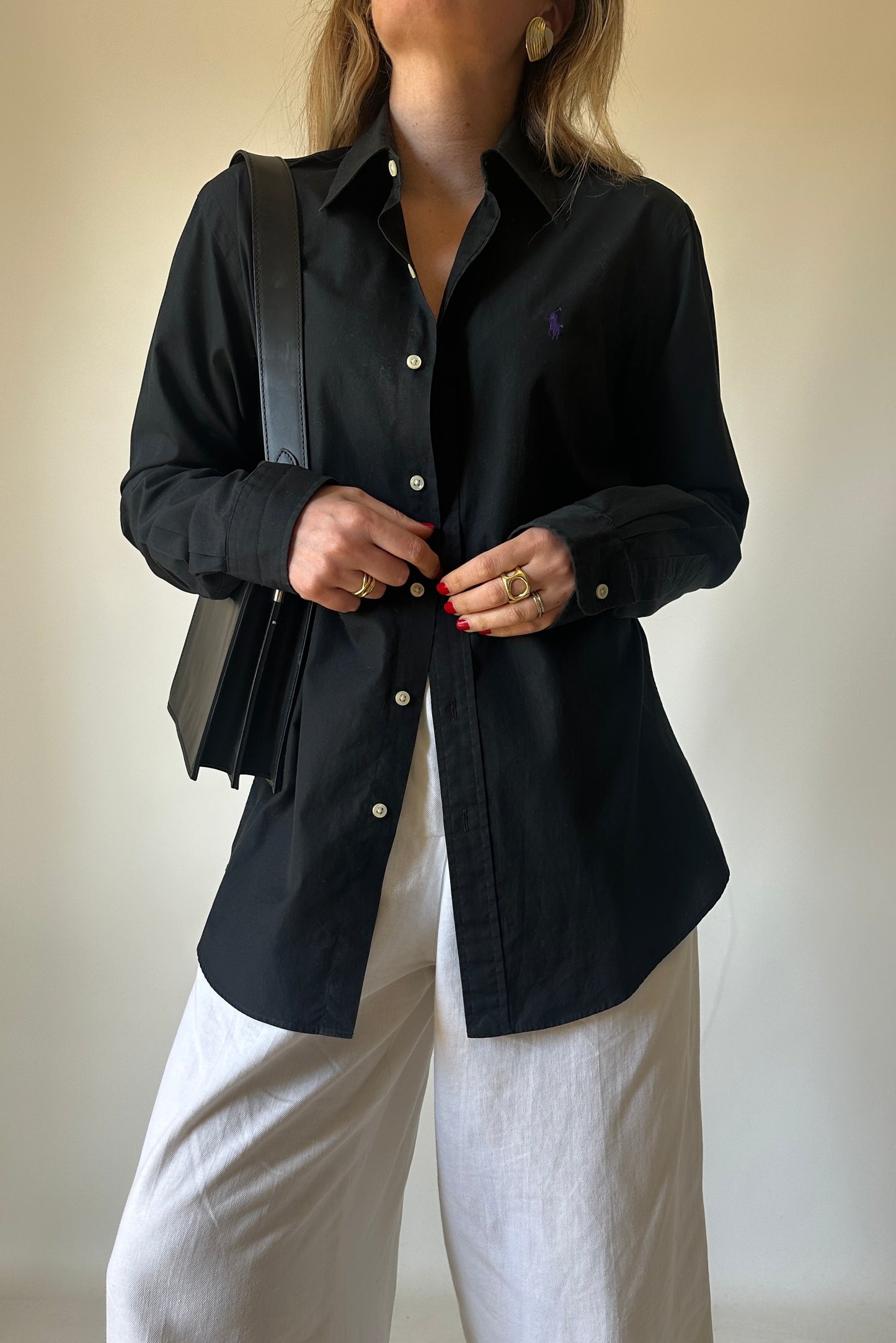 RALPH LAUREN black cotton shirt
