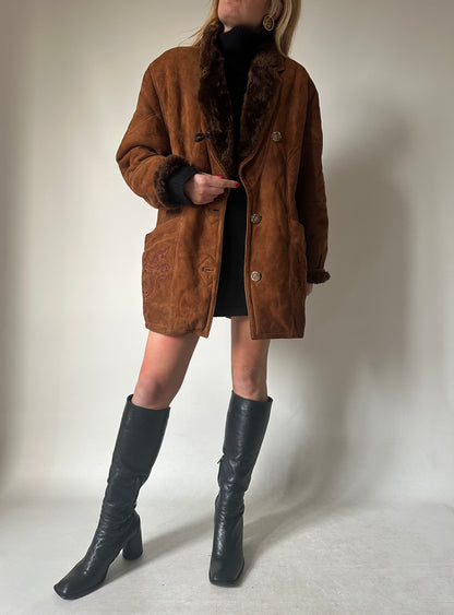 Shearling caramello con ricami - taglia 42