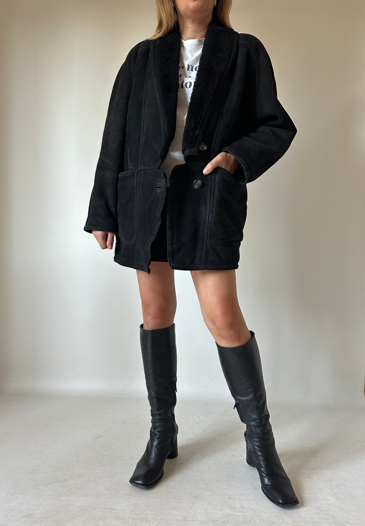 Dreamy petite black Shearling