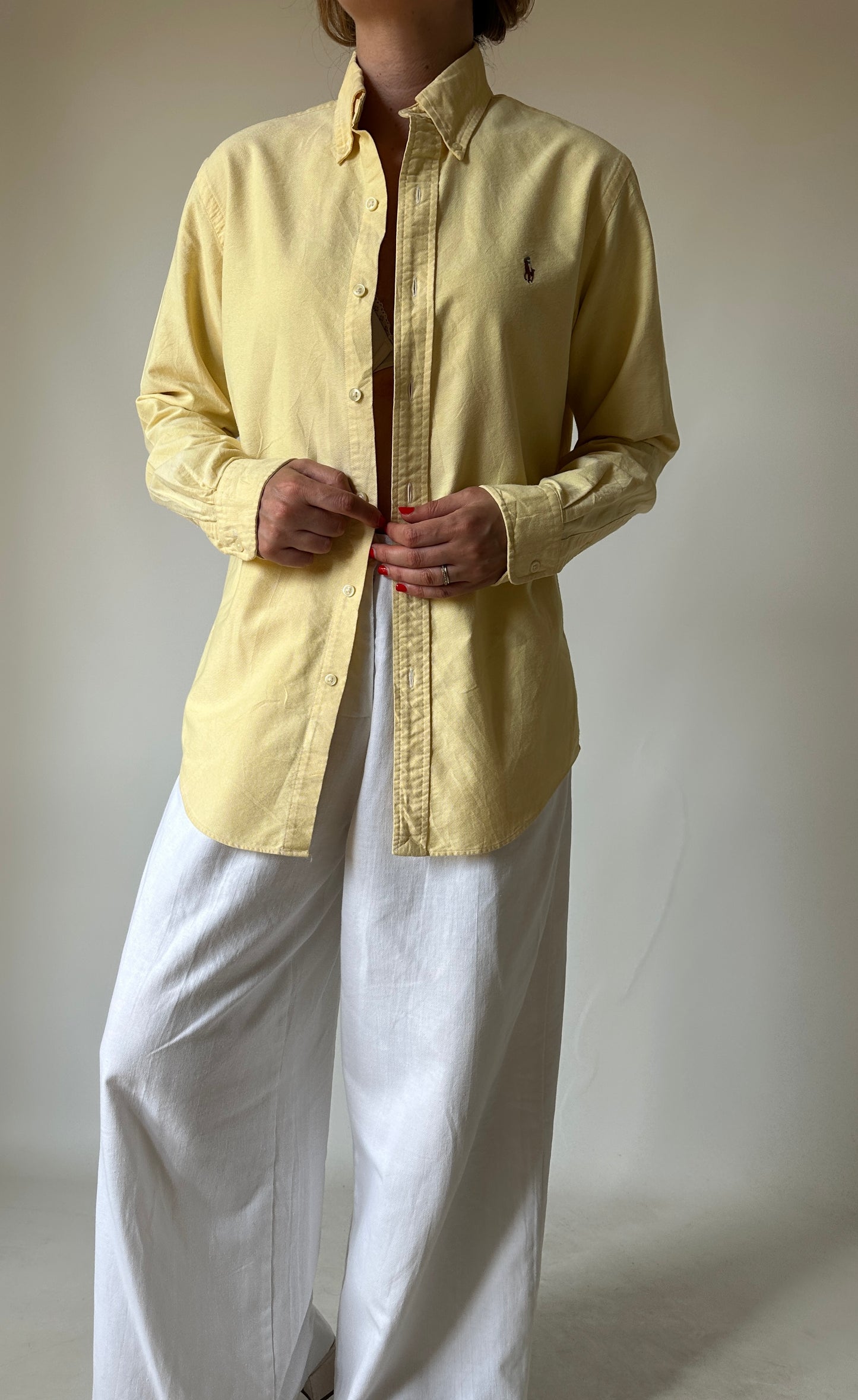 RALPH LAUREN butter yellow petite shirt