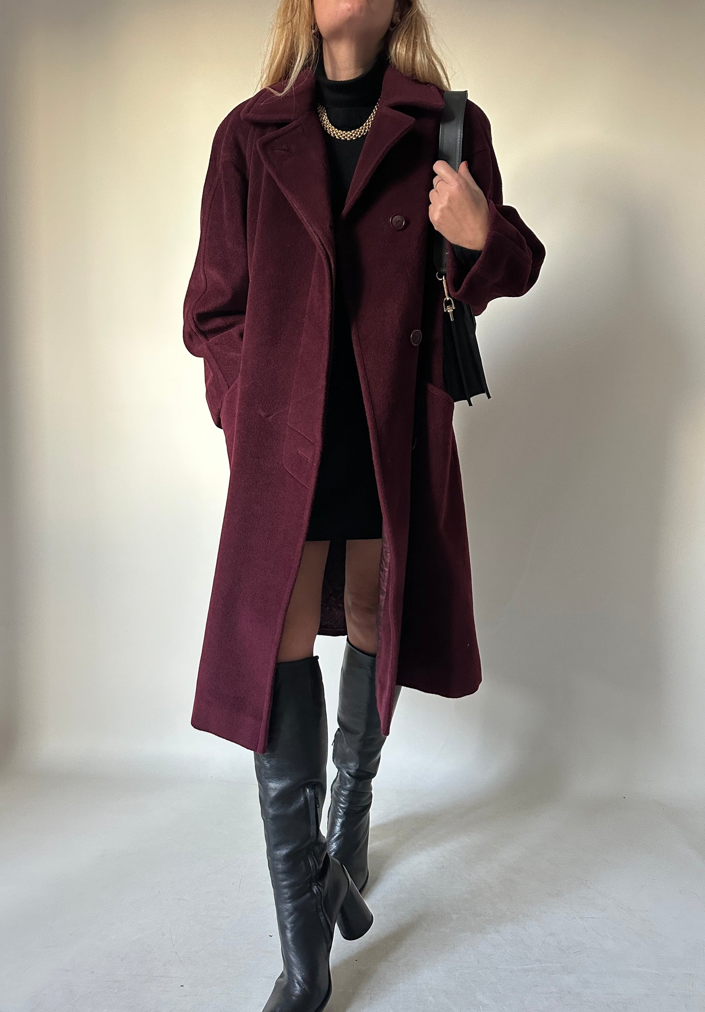 Burgundy wool and cachemire coat