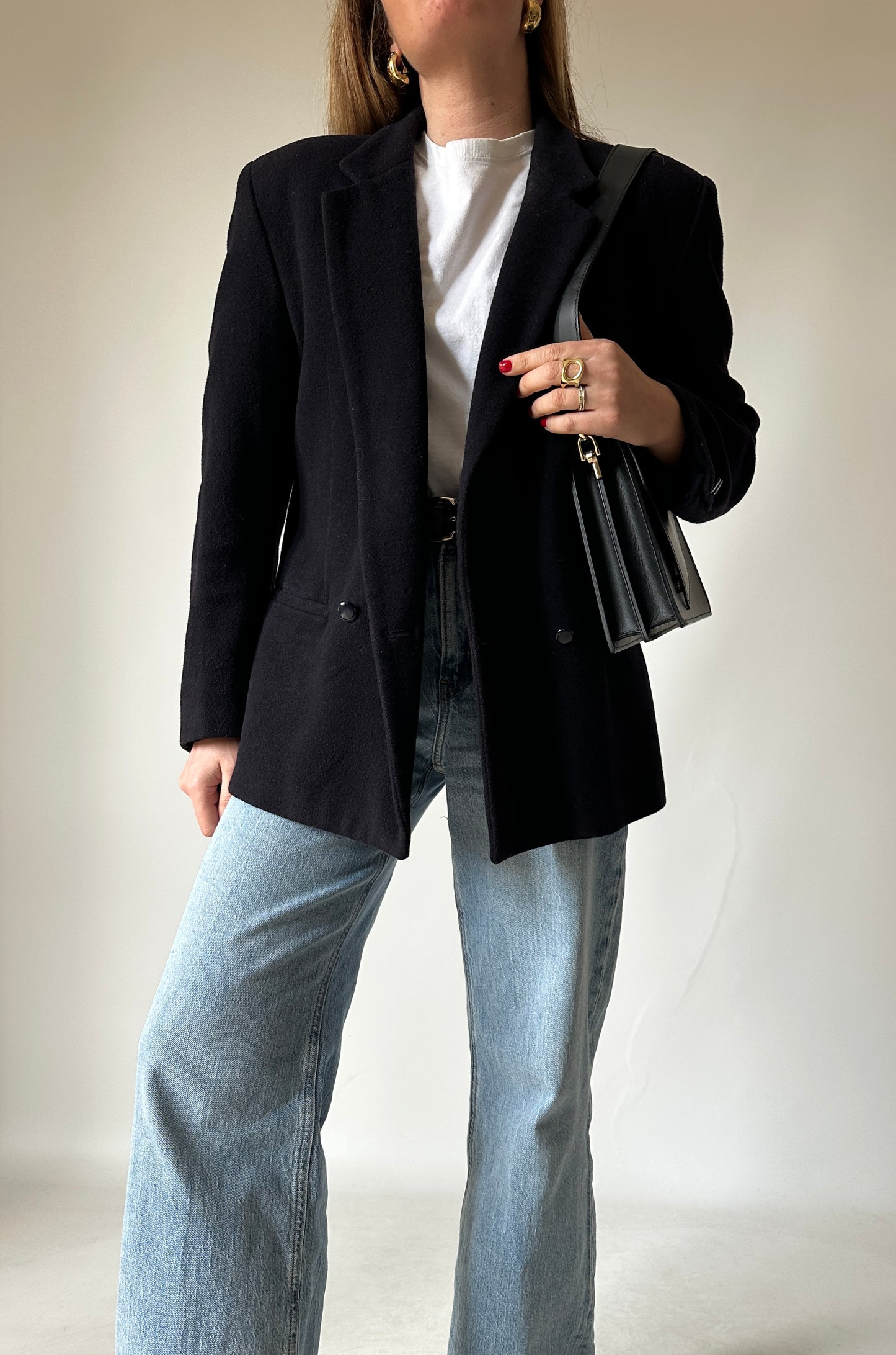 Navy wool caban