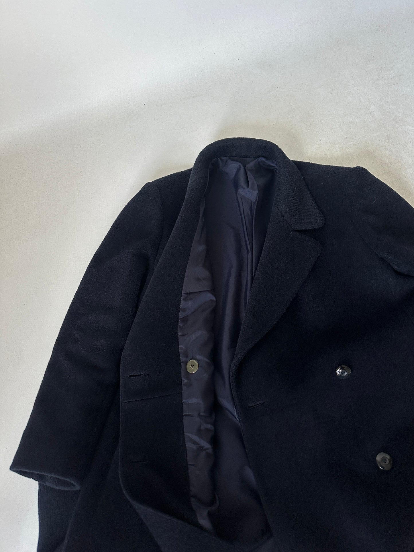 Tailored double-breast wool navy coat