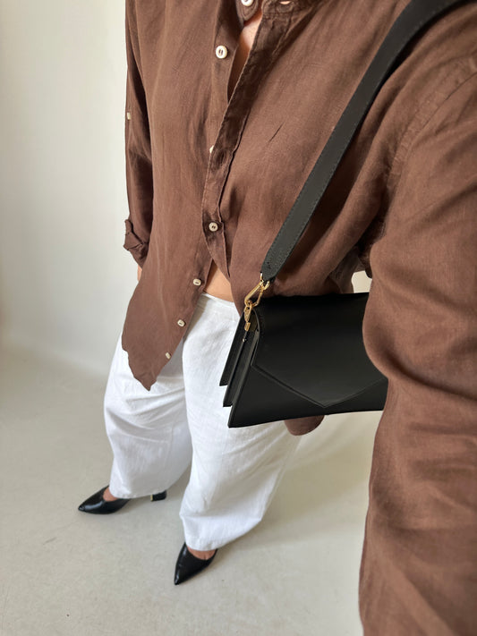 Chocolate 100% linen shirt