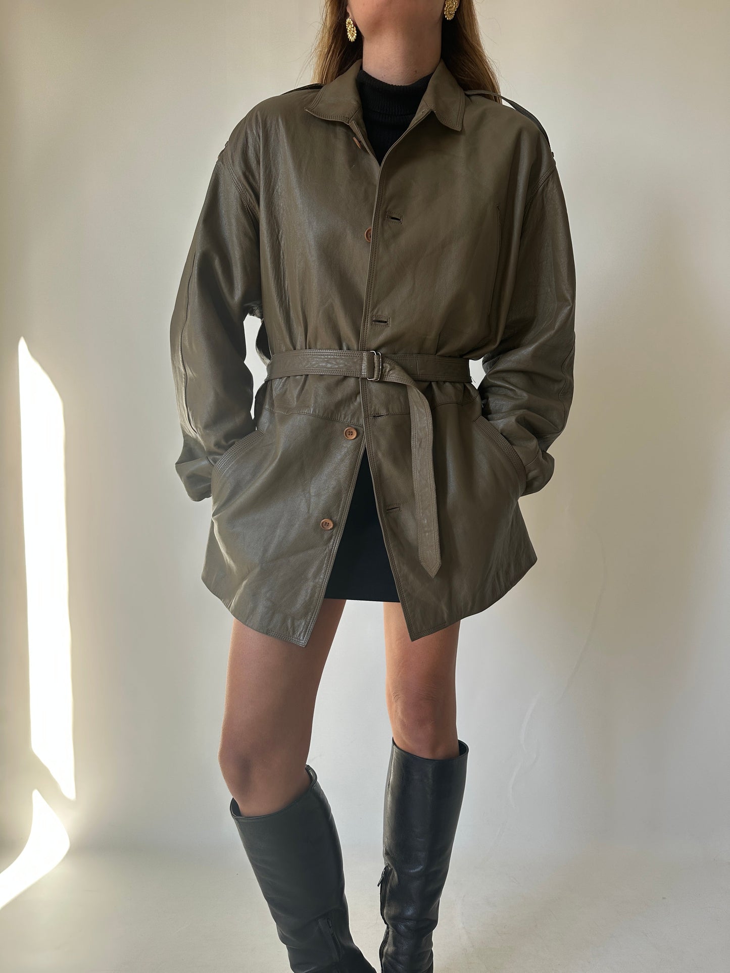 Utility leather jacket