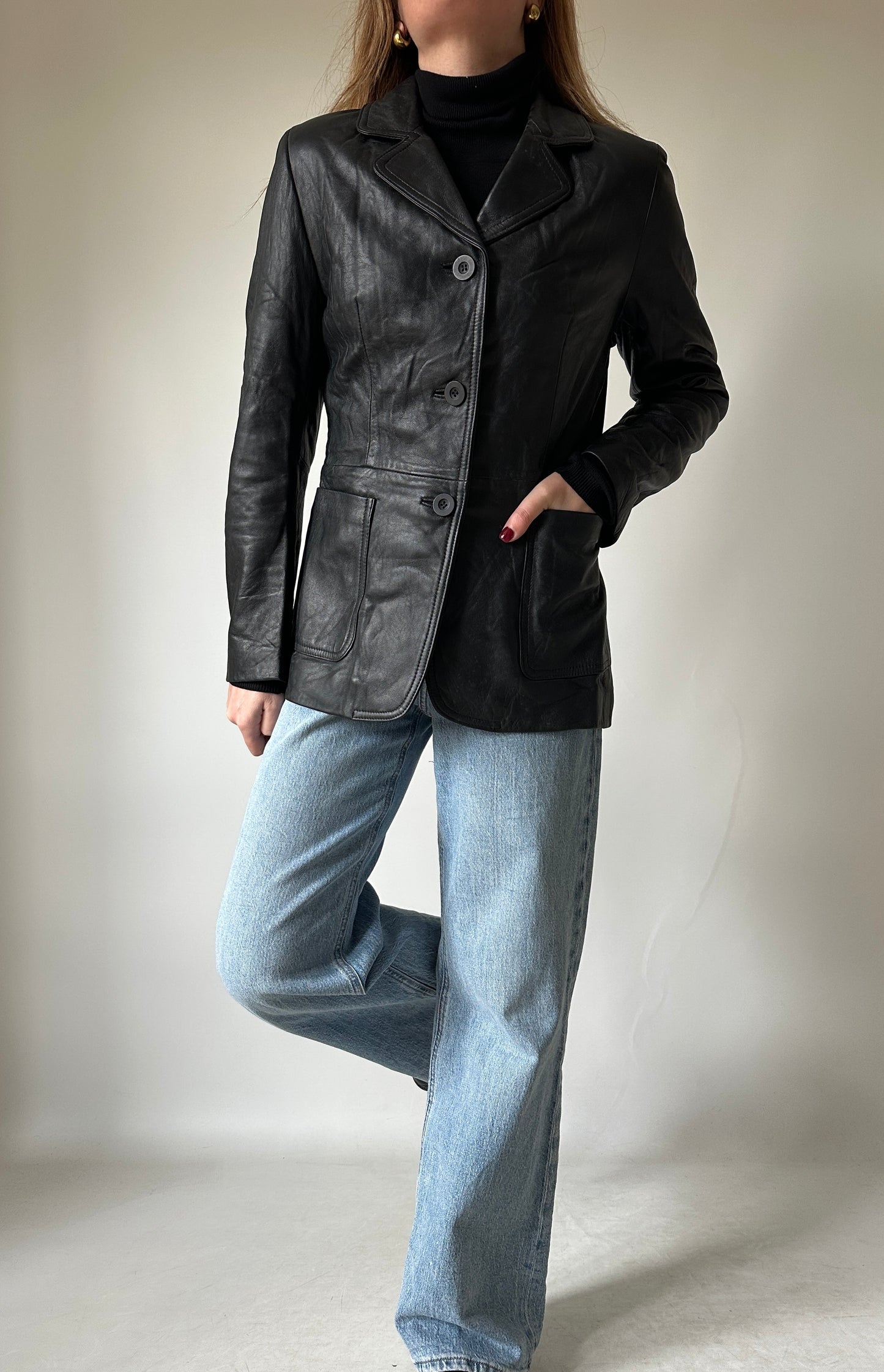 Nappa leather slim jacket