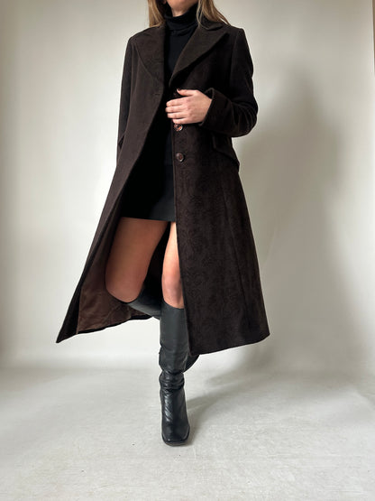 Cappotto haute couture in lana cioccolato