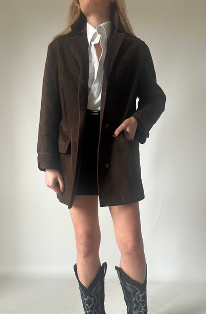 Luxury chocolate suede petite jacket