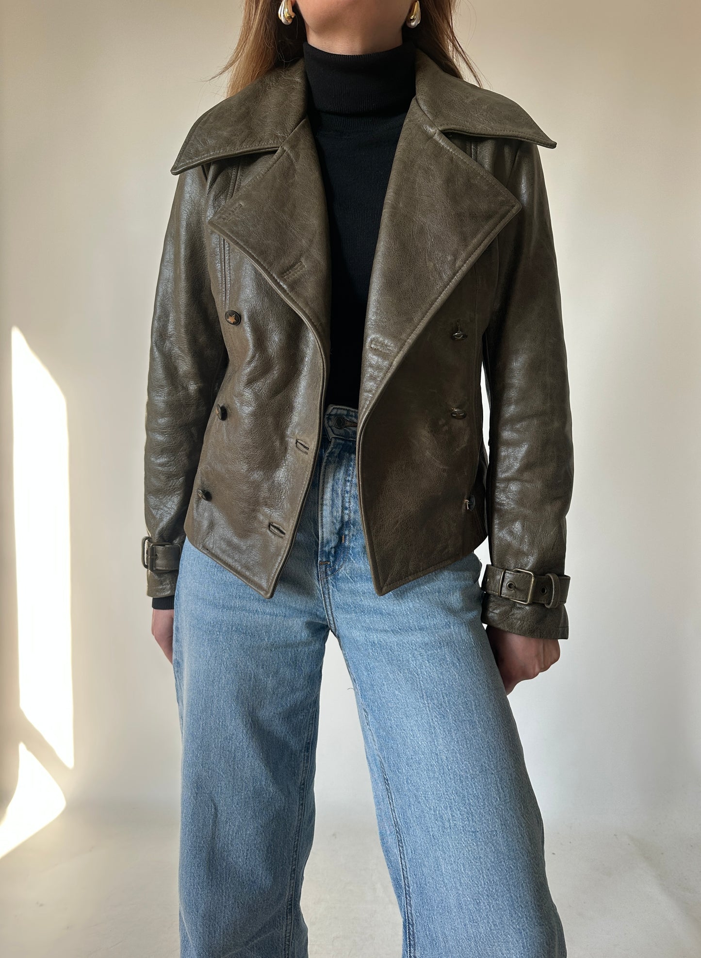 Giacca in pelle verdone