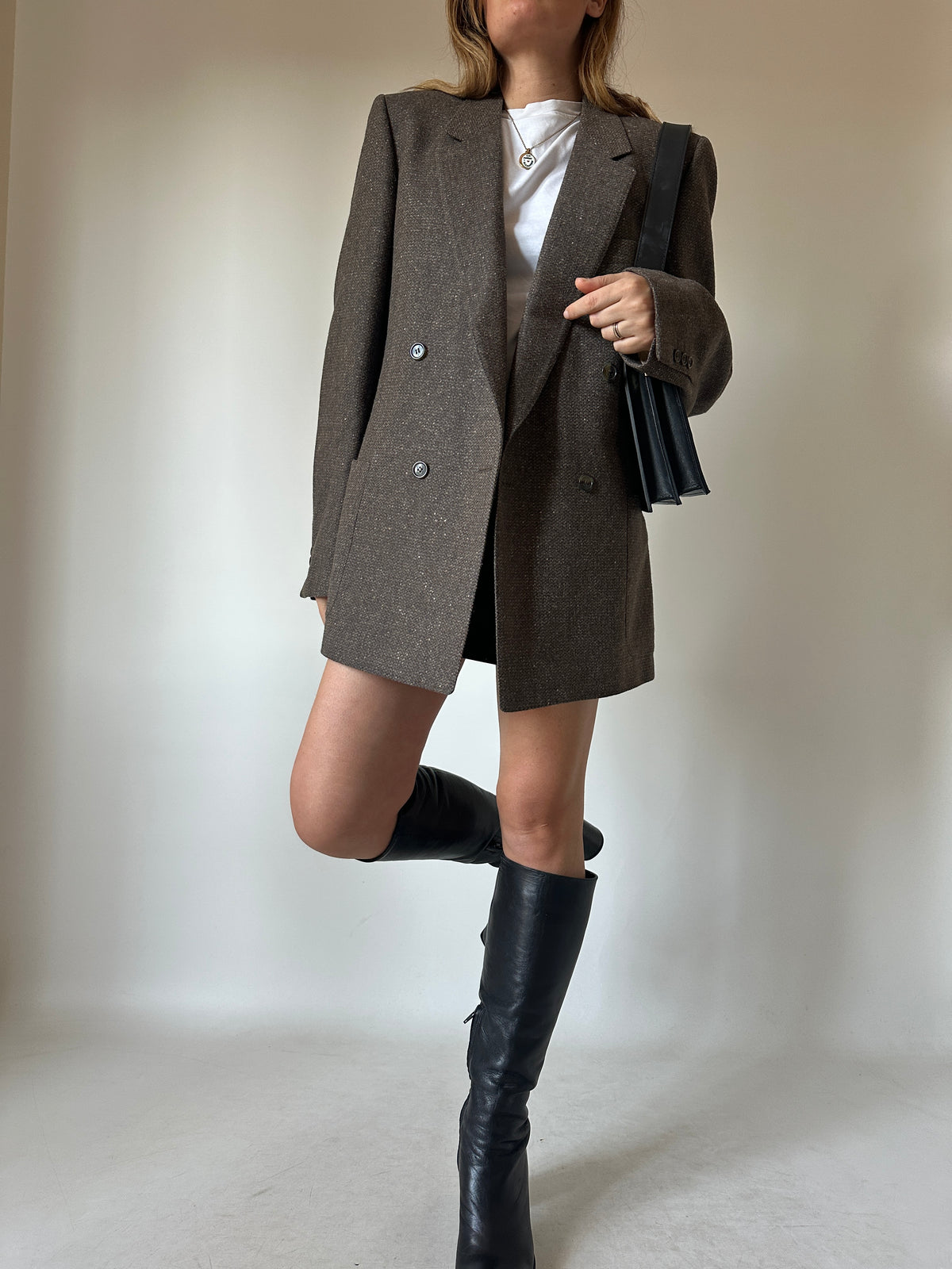 Chocolate herringbone blazer