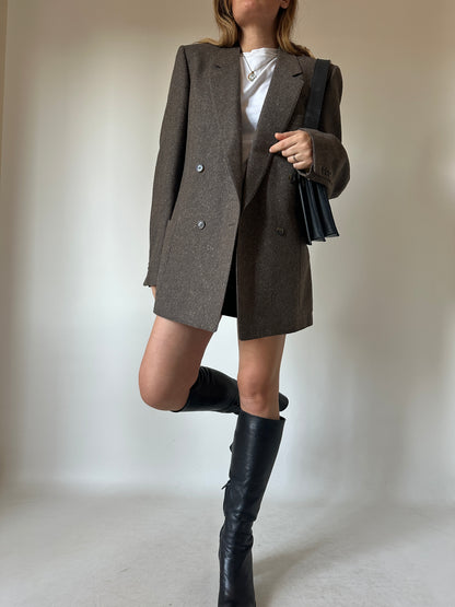 Chocolate herringbone blazer