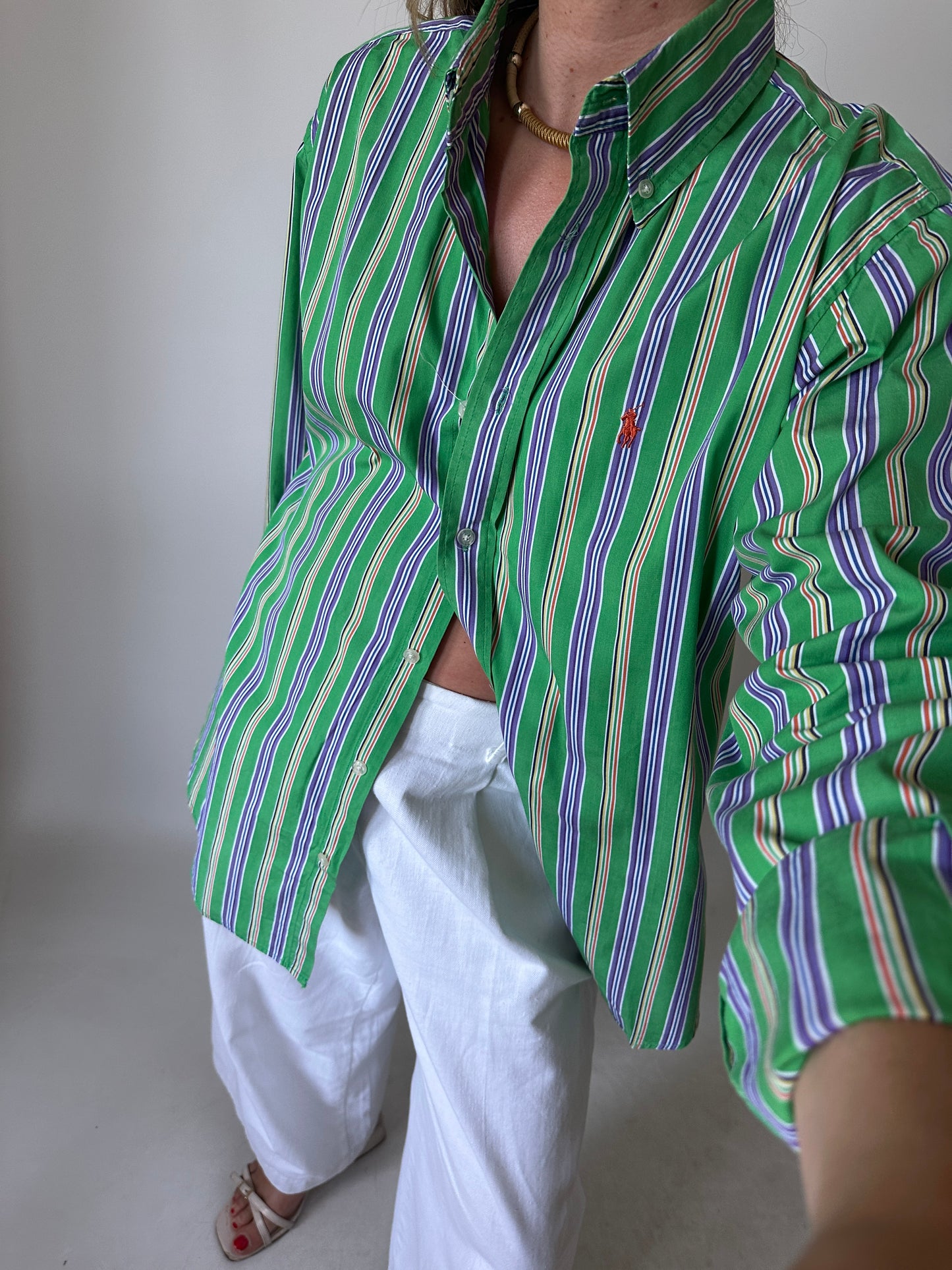 RALPH LAUREN striped green shirt