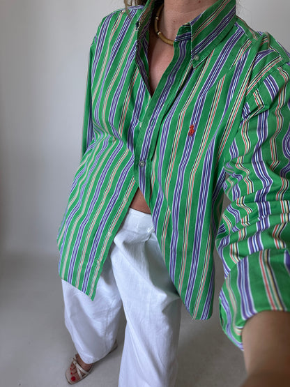 RALPH LAUREN striped green shirt