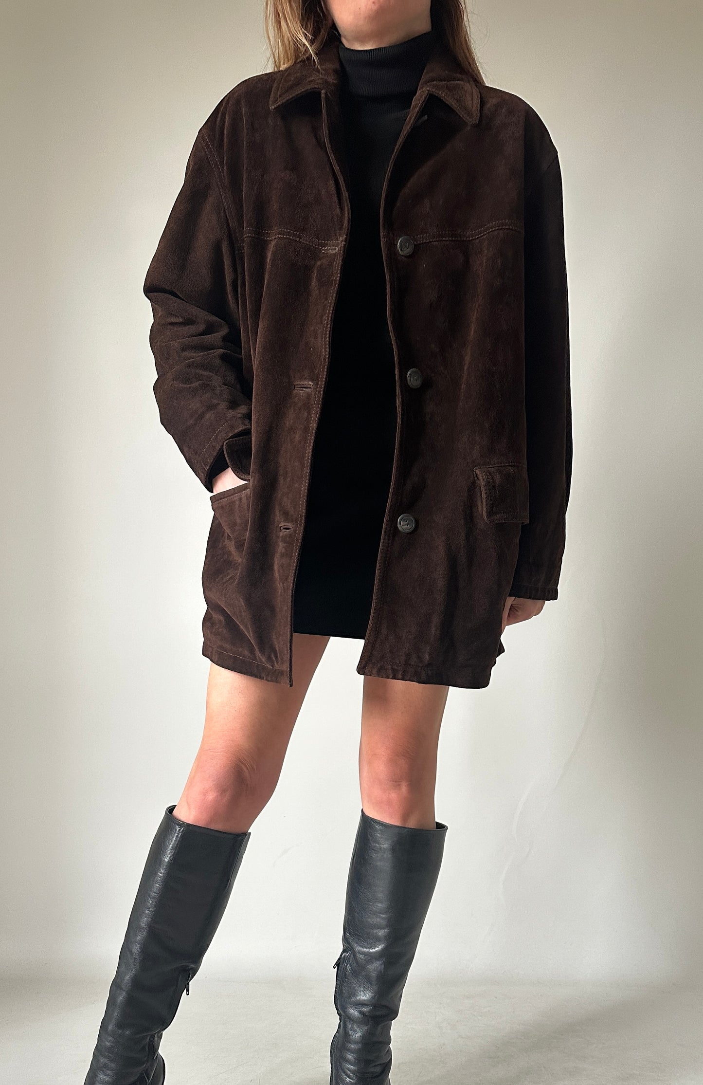 Chocolate real suede jacket