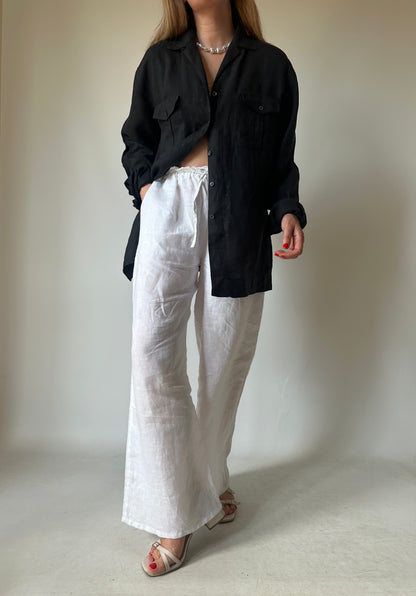 Black oversize 100% linen shirt