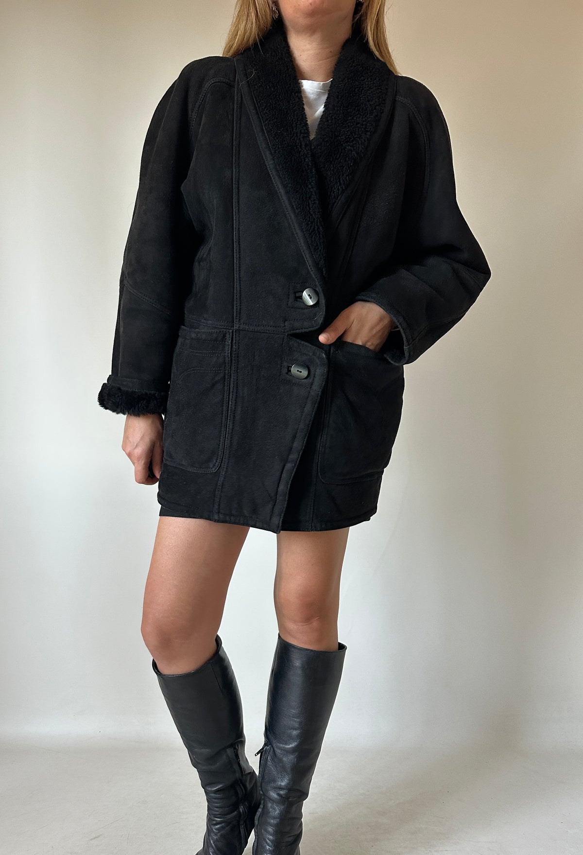 Dreamy petite black Shearling