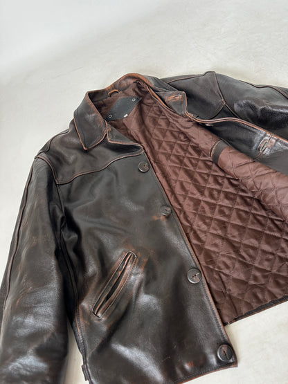 Chocolate aviator distressed jacket