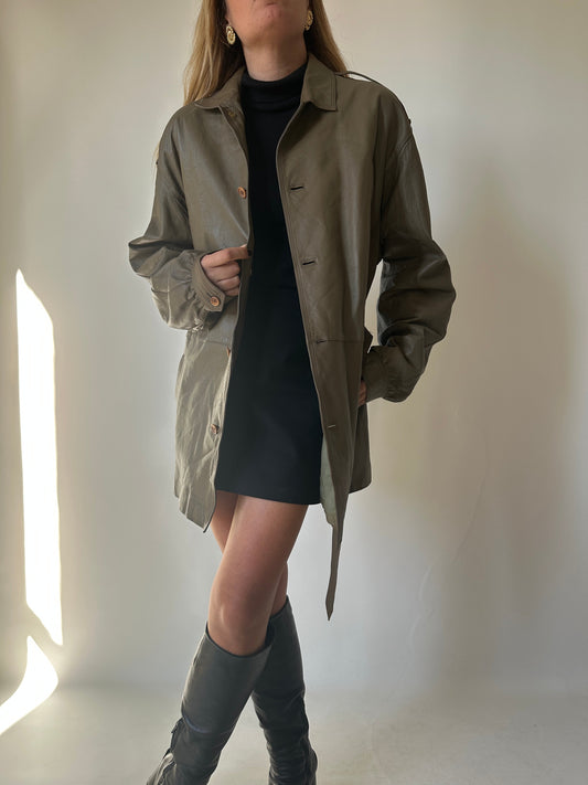 Utility leather jacket