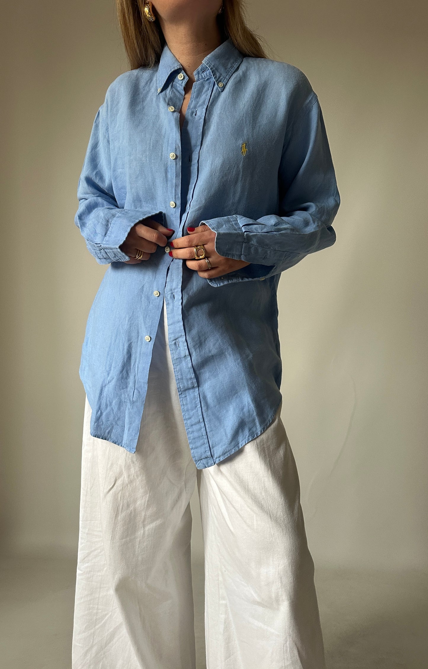 RALPH LAUREN blue linen shirt