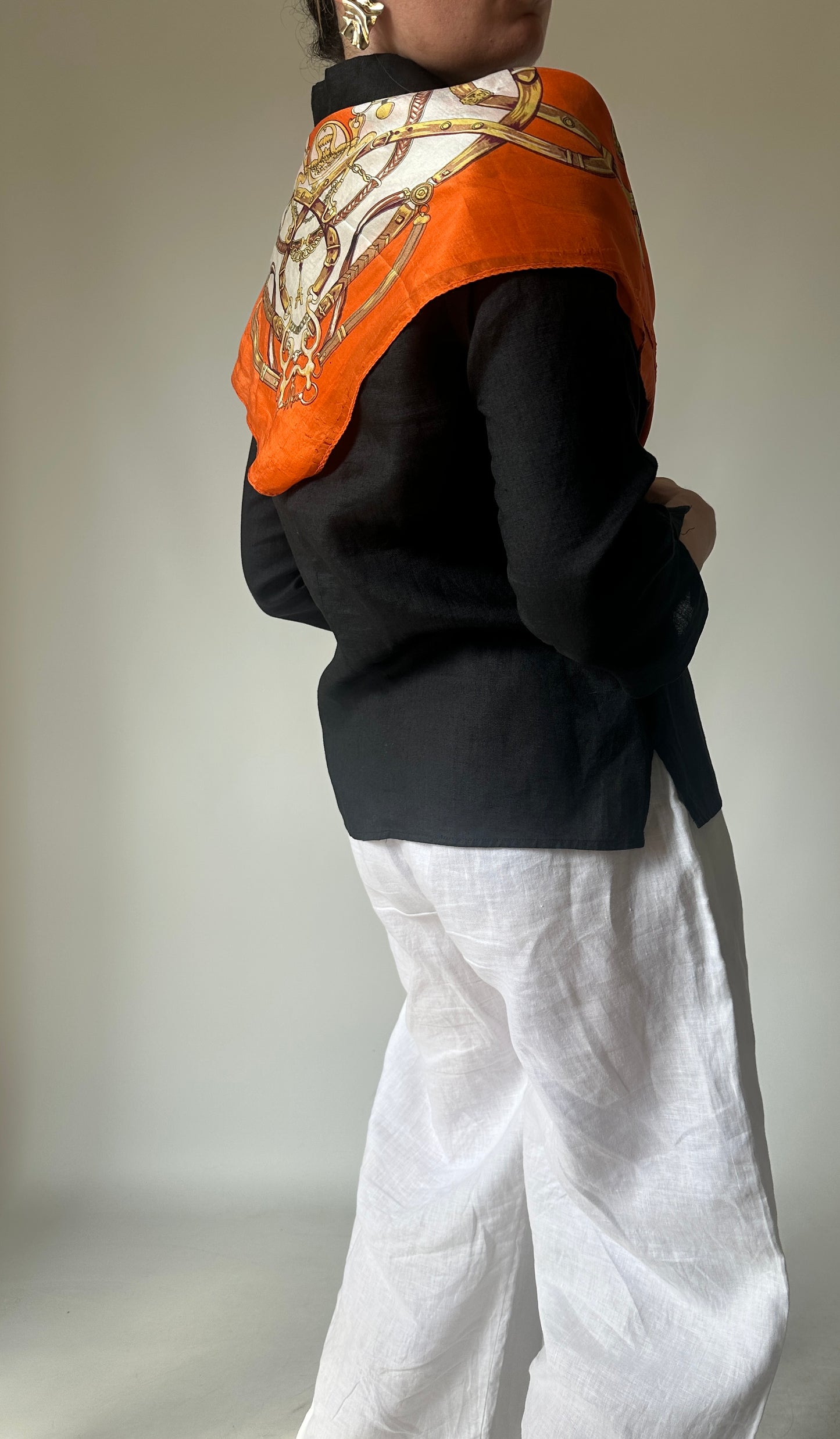 Foulard catene arancio pura seta