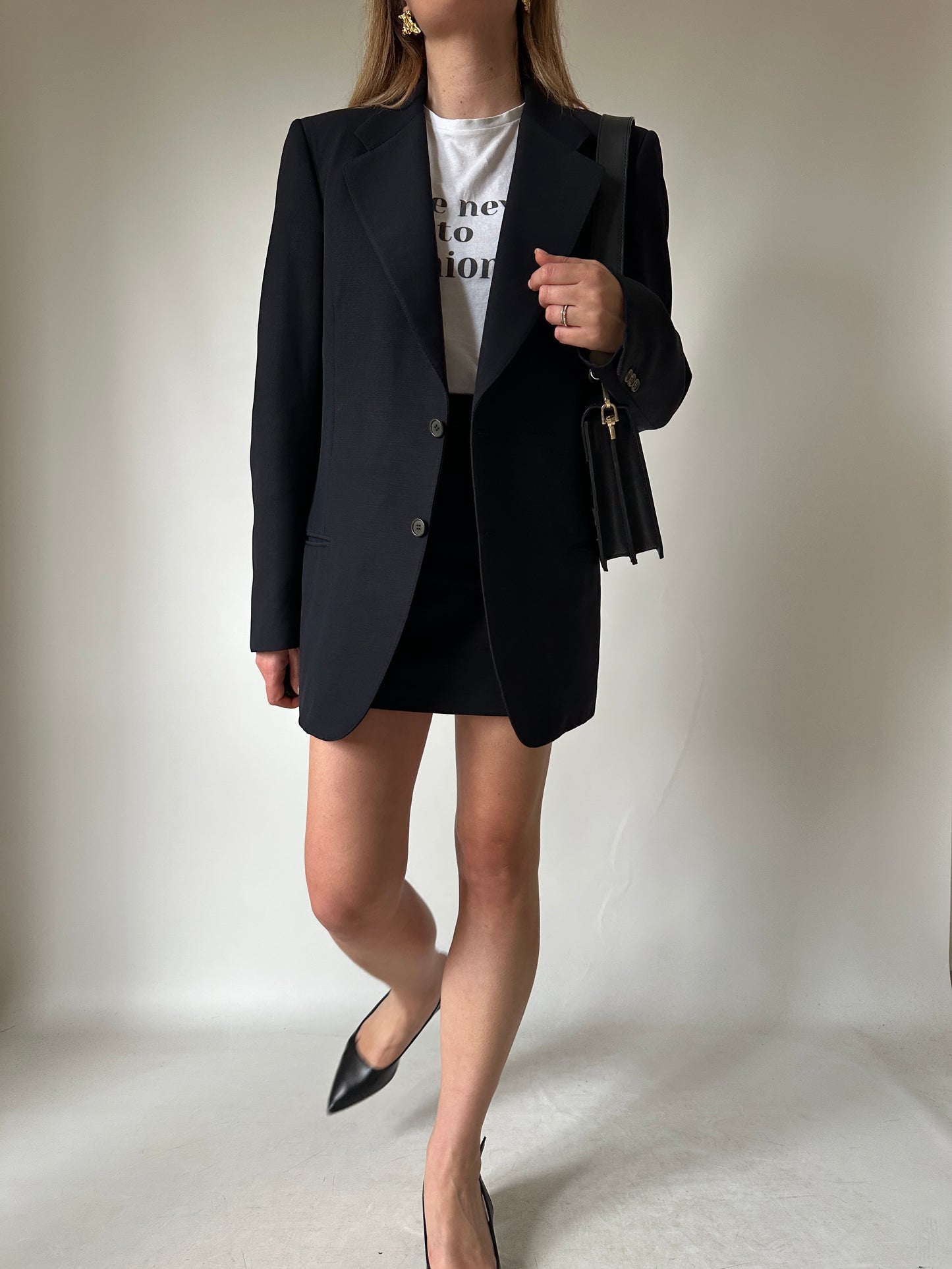 Minimal slim virgin wool blazer