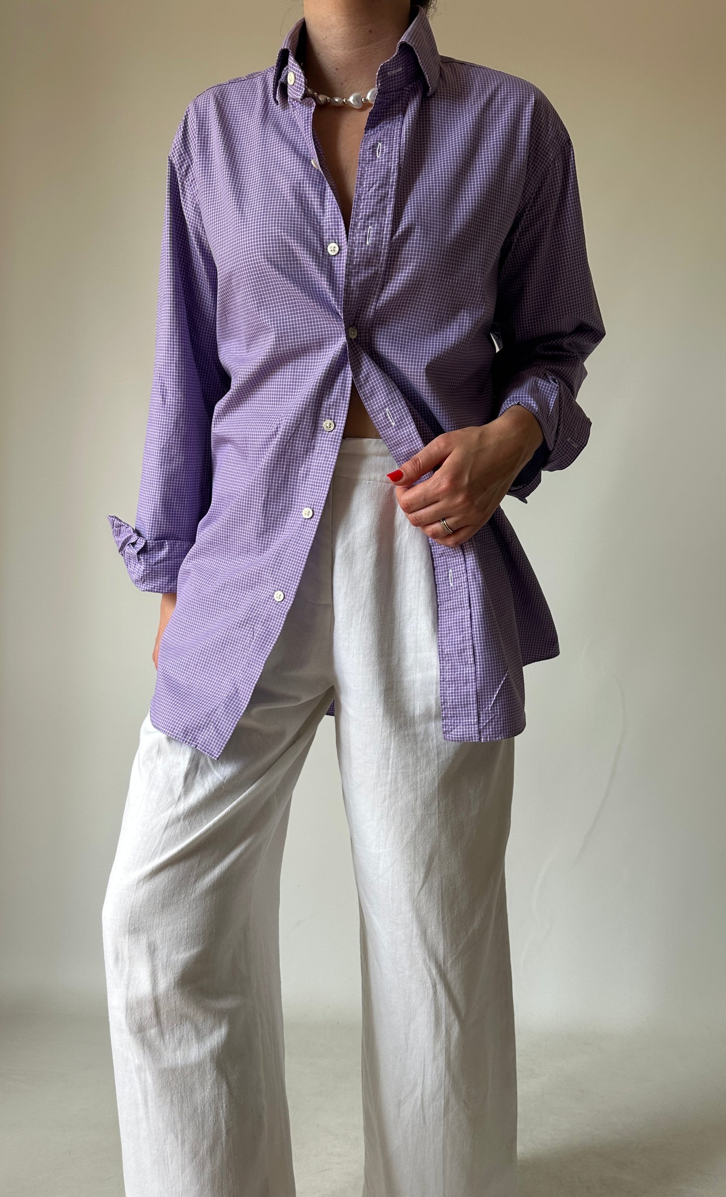 RALPH LAUREN vichy lilac shirt