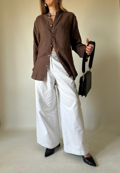 Chocolate 100% linen shirt