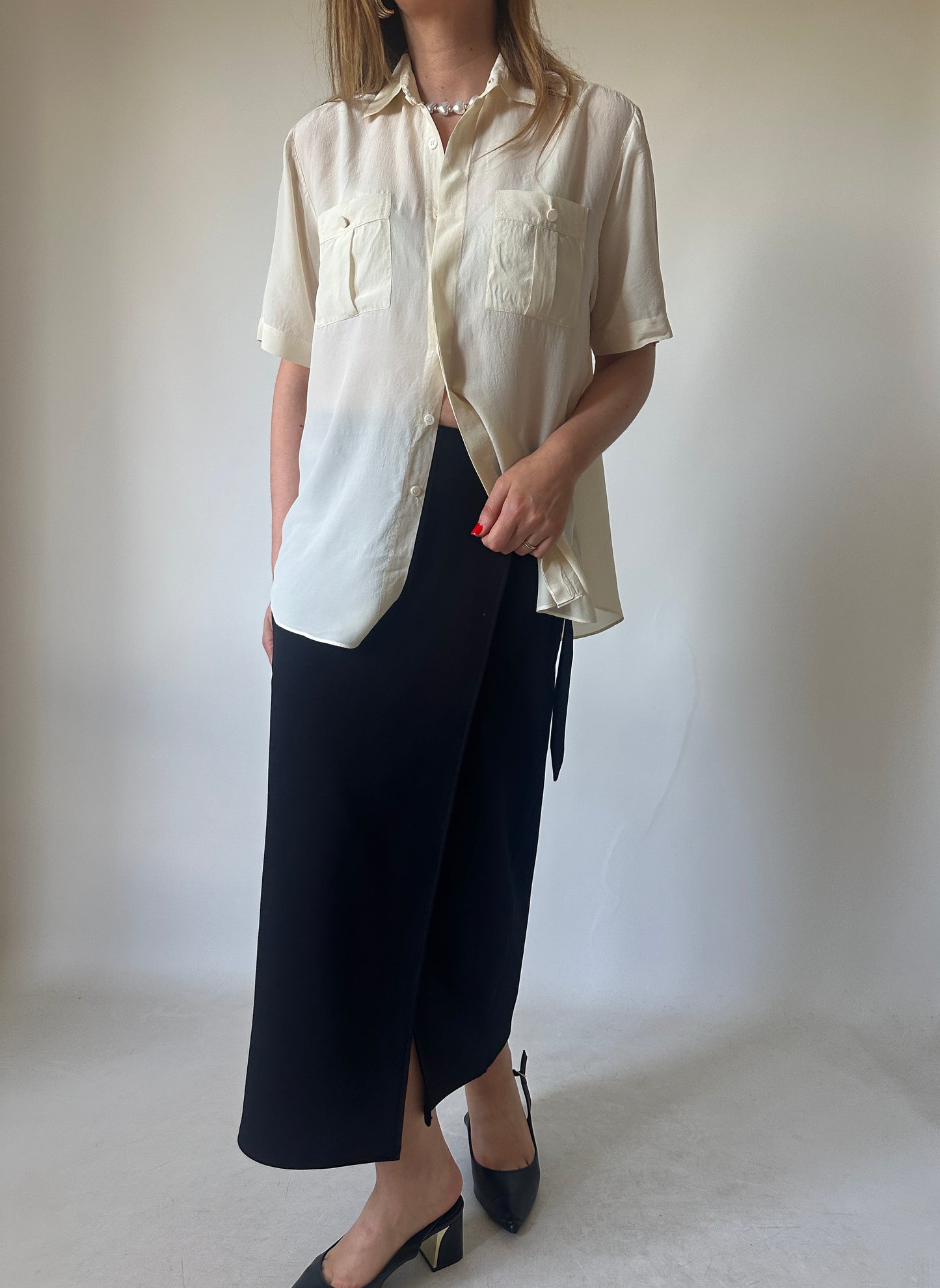 Cream pure silk shirt