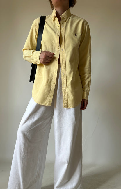 RALPH LAUREN butter yellow petite shirt