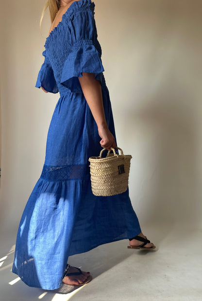 Abito Isabelle in lino - blu