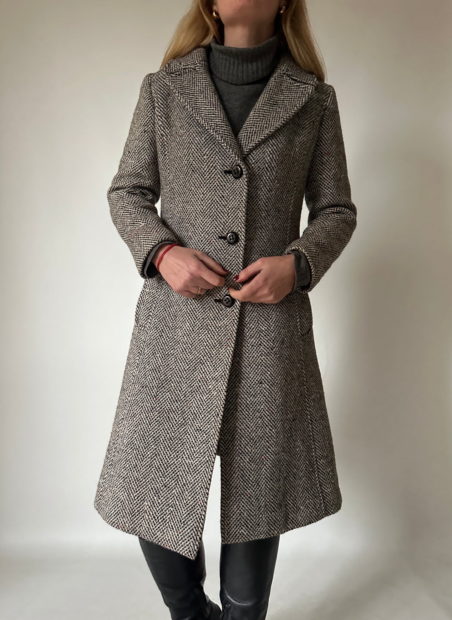 Herringbone tailored petite coat