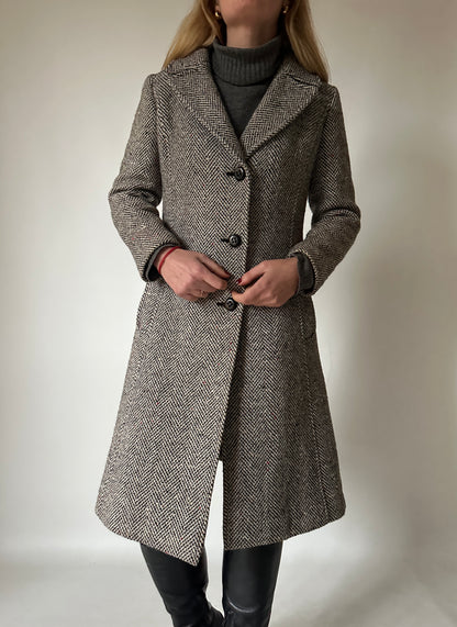 Herringbone tailored petite coat