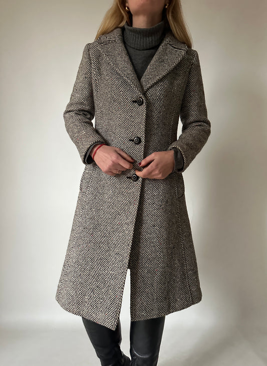 Herringbone tailored petite coat