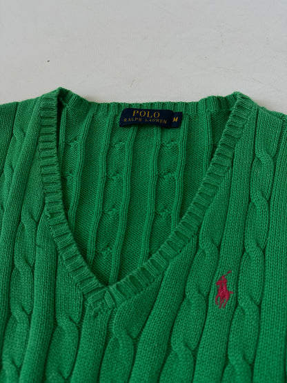 RALPH LAUREN green cable-knit sweater