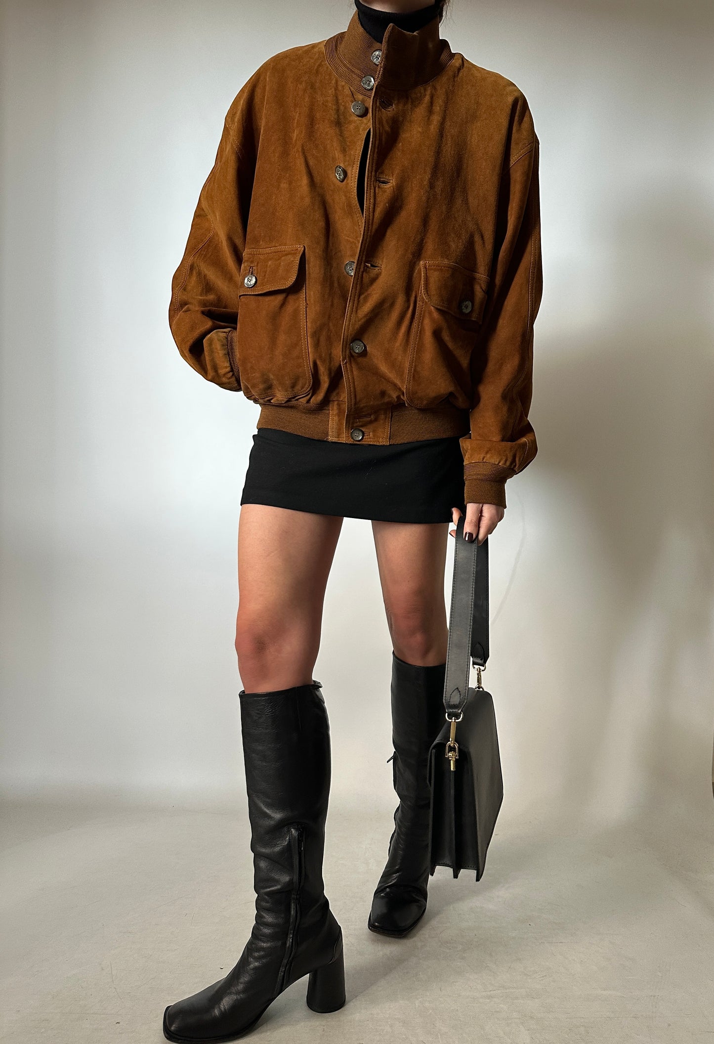 Petite suede bomber