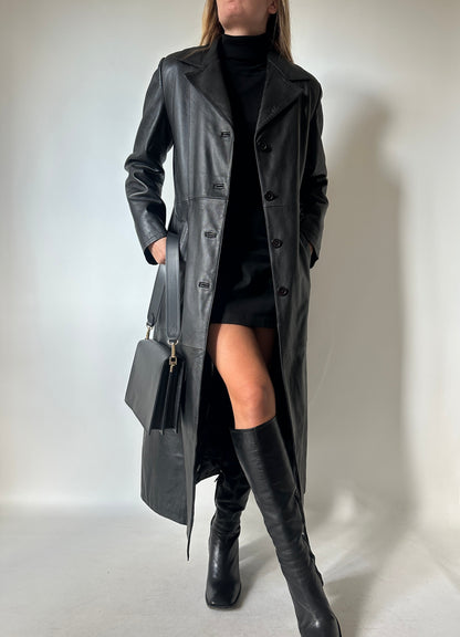 Iconic extra long leather trench