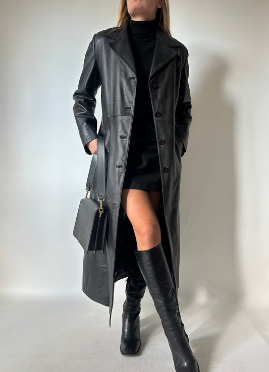 Iconic extra long leather trench