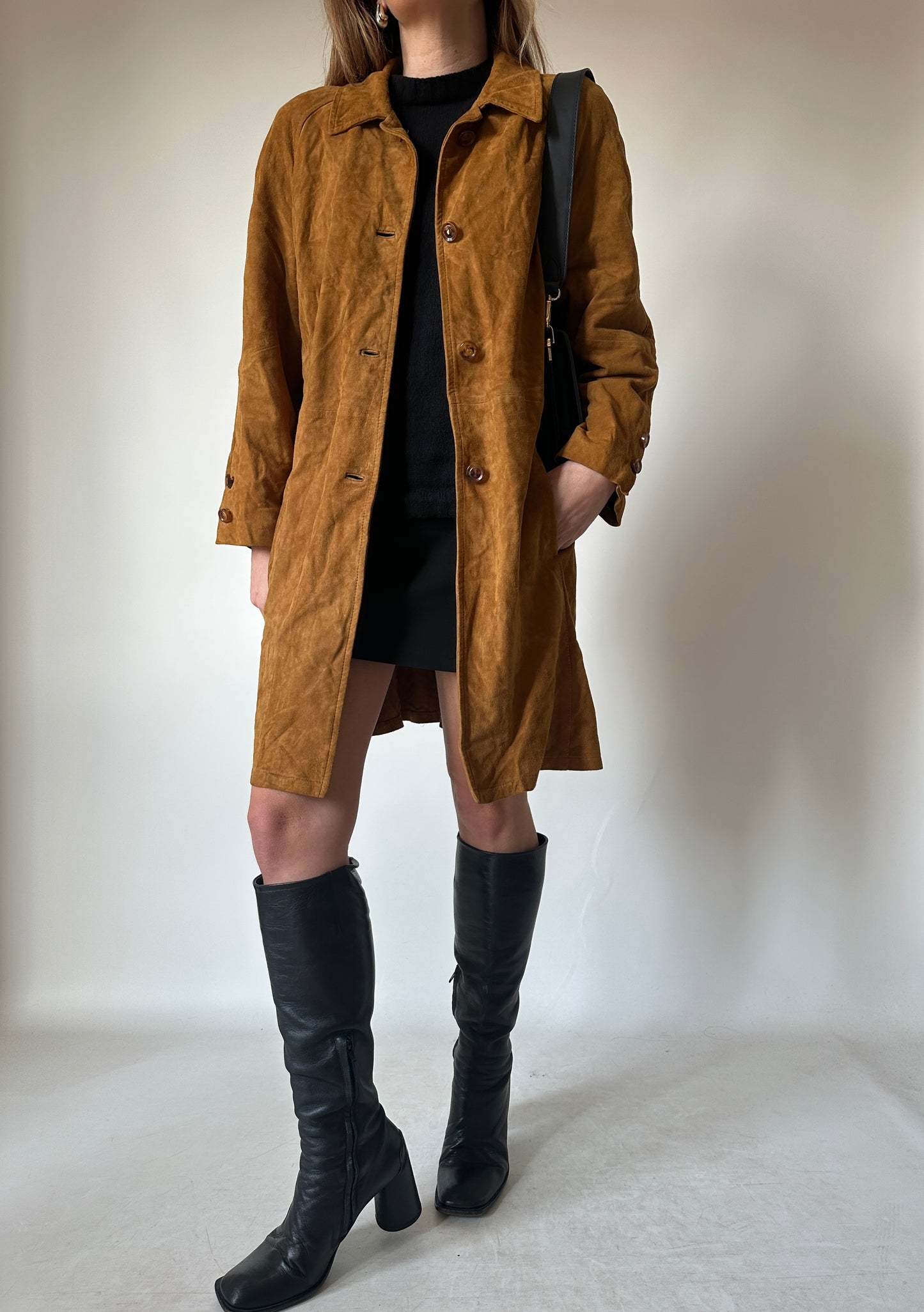 Long suede petite jacket