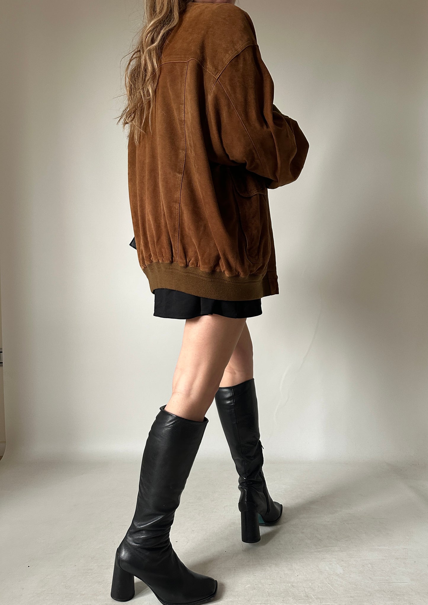 Brown suede bomber