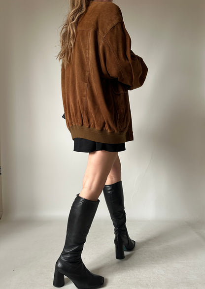 Brown suede bomber