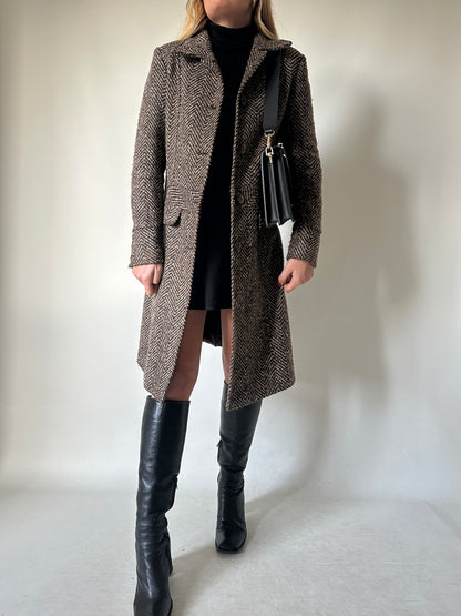 Chocolate herringbone petite coat