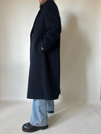Tailored double-breast wool navy coat