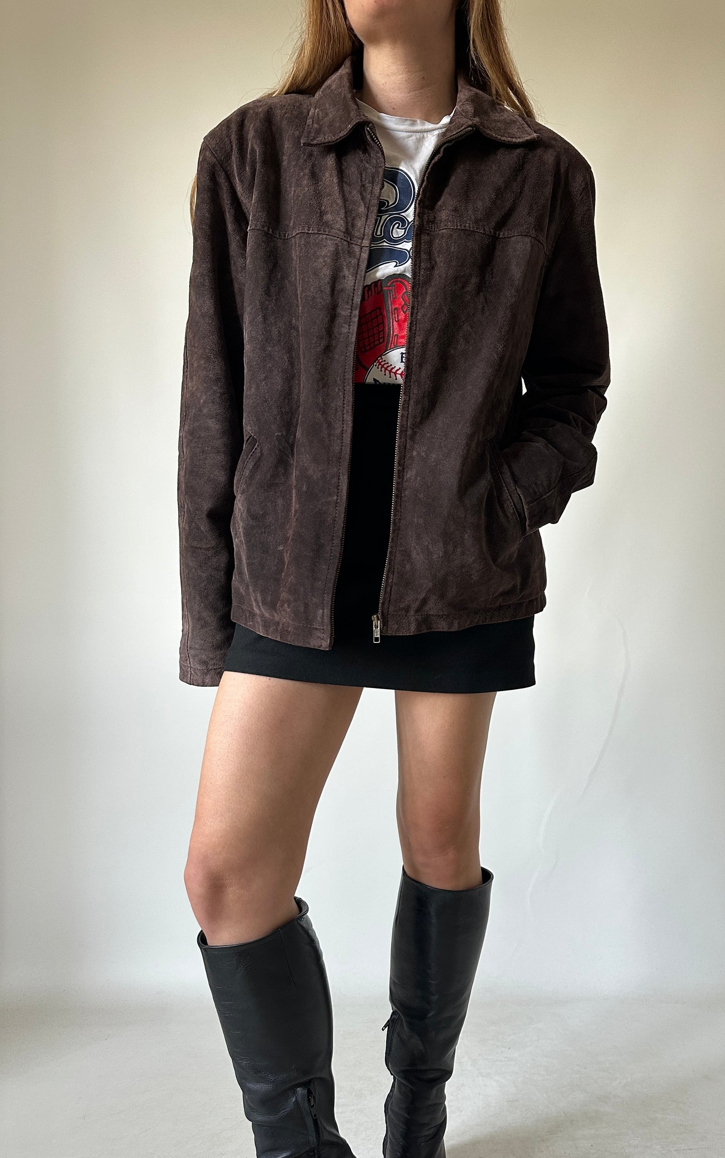 Chocolate suede petite jacket