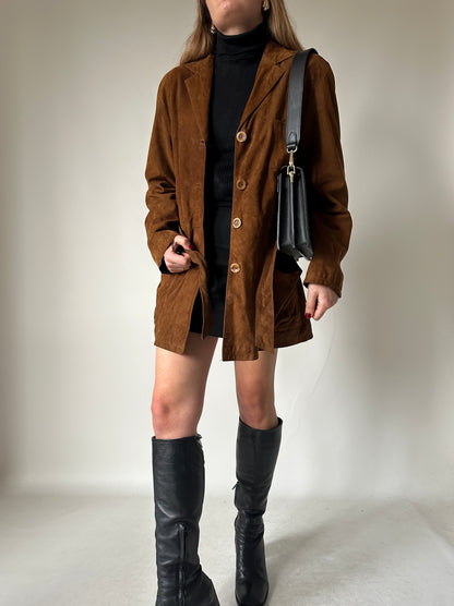 Suede petite jacket with belt