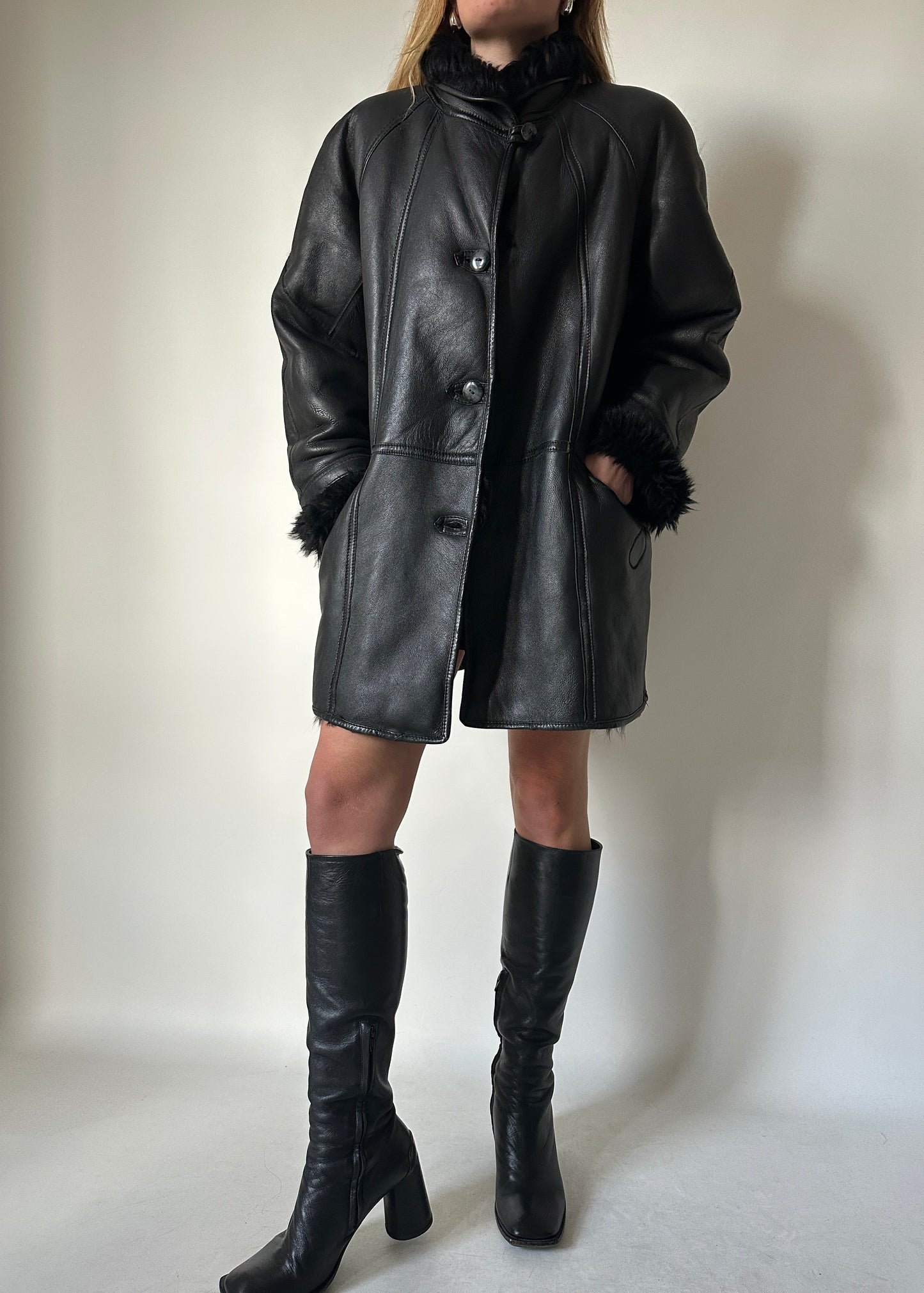 Beautiful black Shearling